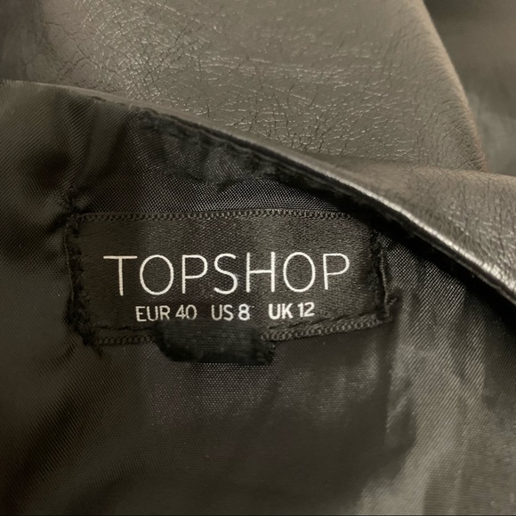 TOPSHOP black faux leather skater dress size 8 - Picture 5 of 8